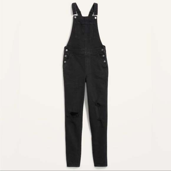 NWT! Black O.G. Straight Black Ripped Jean Overalls - TALL SIZES - Picture 7 of 14